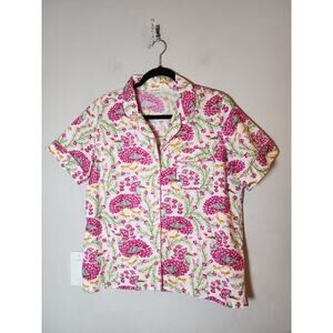 Printfresh Queen Lotus Pink Cloud Pajama Top Bird Egret Floral Size Medium